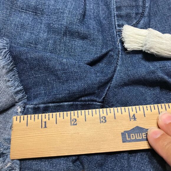 Loft Shorts Womens Sz 26/2 BlueCotton Linen Pull On Drawstring Cut Off Chambray - Picture 8 of 8